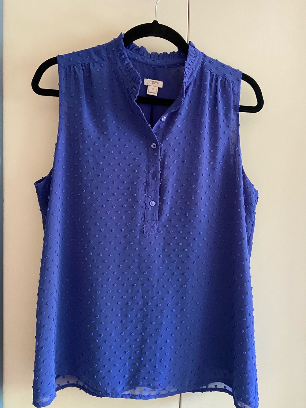 J. Crew Sleeveless Dotted Swiss Shell Top in Cobalt